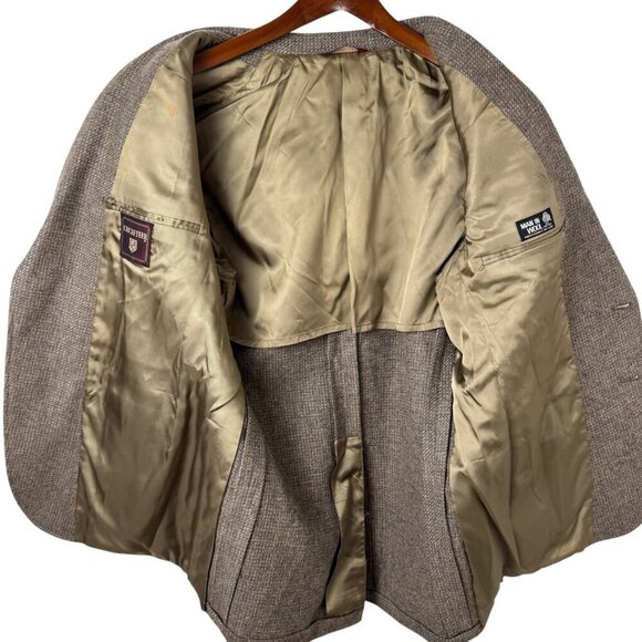 Cricketeer Brown Plaid 100% Wool Woolmark Sz 44 READ Blazer Sport Coat Academia - Picture 6 of 16